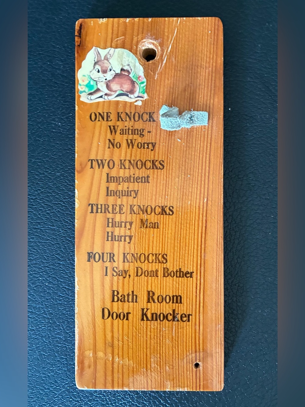 Vintage Rustic Rabbit Bathroom Door Knocker Plaque